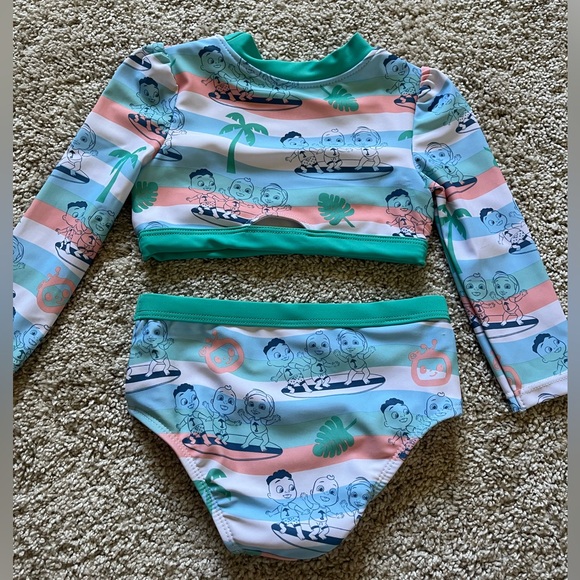NWOT Cocomelon Two Piece Swimsuit Bathing Suit Infant Baby Girl Size 12 Months - Picture 8 of 8